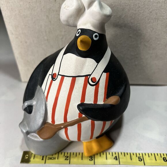 Ceramic Fat Penguin Chef Tiziana Coccia Signed Italy Whimsical Handmade - Picture 13 of 14
